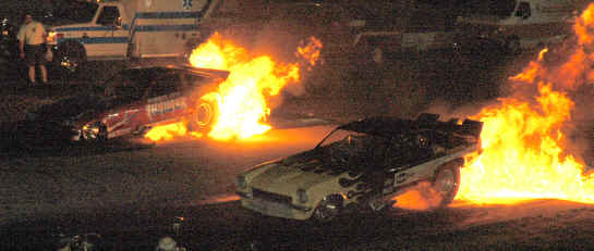 Dual Funny car fire burnout