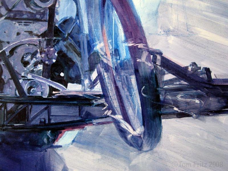 Front Engine dragster race car art -pen & brush