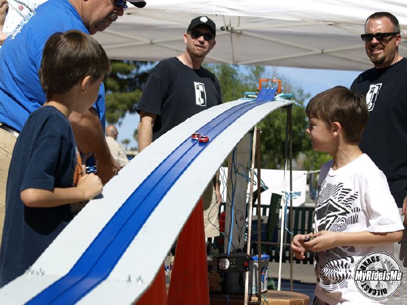 Father-Son competition at the Mesa, Arizona Car show Diecast Drags