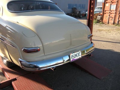 Naked '1950 Mercury' bumper without bumper gaurds