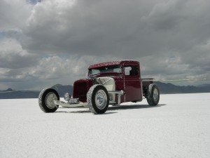 1933 Ford Pickup hot rod on virgin salt at Bonneville Salt Flats