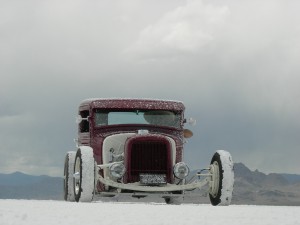 Jerry's 1933 Ford Pickup hot rod on the Salt Flats at Speedweek 2009