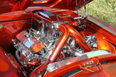 Custom Camaro: 502 crate motor with custom fuel injection tunnel ram