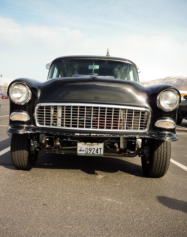 Barnes Sperry'55 Gasser runs a unique'65 Vette hood scoop