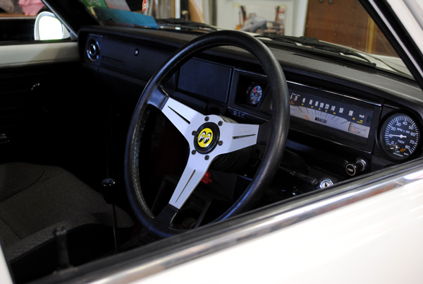Nardi Classic steering wheel, Datsun 510, Mooneyes decal