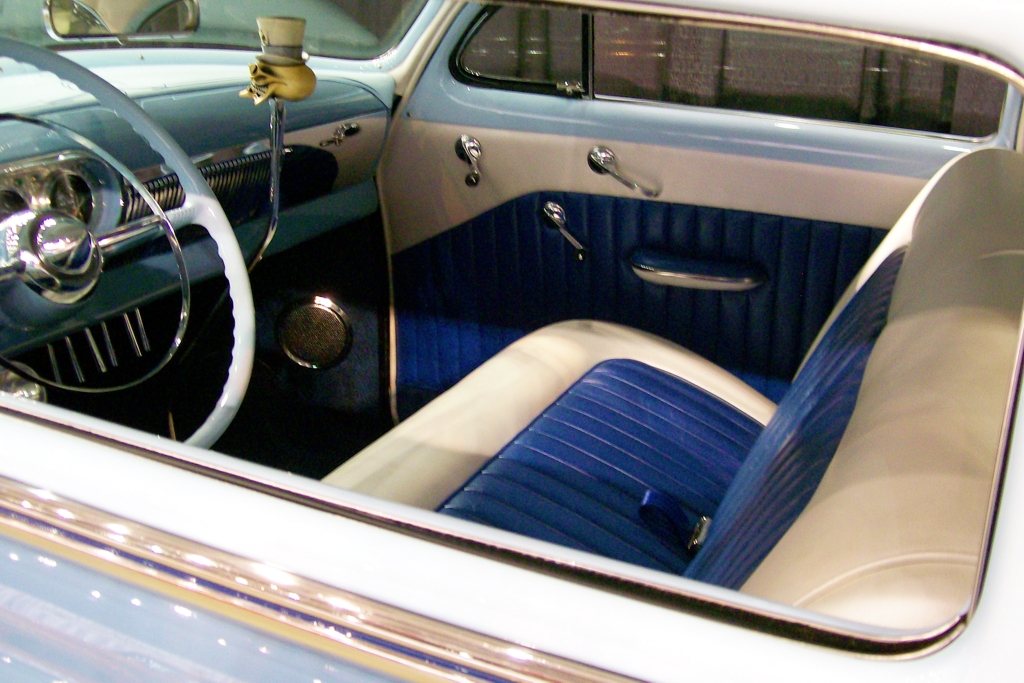 Vintage Auto Interior, car interior, tuck and roll upholstery