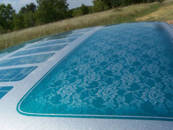 Custom Metal Flake roof, lace paint job, metal flake paint job