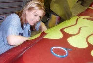 She helps me mask my custom paint jobs! Thats love...
