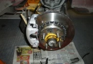 Vauxhall Cavalier Sri vented discs and calipers mounted on custom adapters