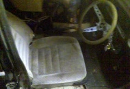 Seat mocked into place (needs brackets made) and old 1970's steering wheel (found in a scrapyard on a racing Hillman Imp)