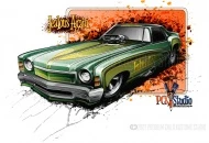 Self-promo piece depicting a Monte Carlo funny car design.