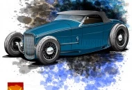 Concept rendering for a modern take on a traditional-style, lakes-going '32 Ford roadster.