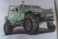 My very first attempt at painting a lifted truck. Went with a lifted H1.