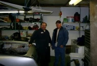 Karl (on left) and Dan in Karls' garage talking Studebakers