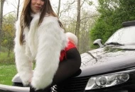 Shooting some Pic's in the back yard with my 2000 Plymouth, wearing a Playboy Bunny Outfit from the Chicago Club Prowler