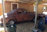 How do you spell it? Yippie for me!  My newest field find save. A 1946 ford business coupe. Yes it has the short doors!  One quarter sized spot of rot just behind right front fender, floor pans good, body pretty straight for 68 years old. No motor, no rear end but everything else is pretty much there!