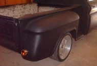 The stepside bed has been removed and a short fleetside box has been installed. The stake pockets are being filled, new wood and strips will be installed and covered with a nice tonneau cover.